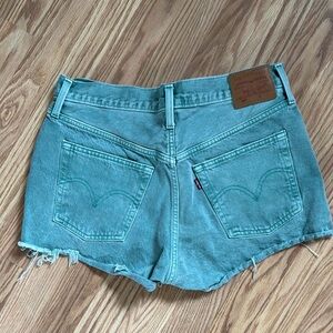 Levi's Green Jean Shorts Distressed Denim